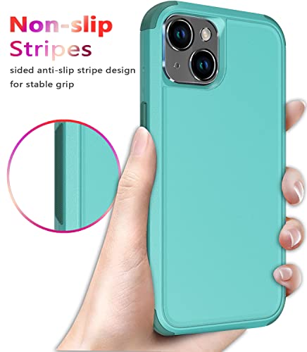 Diverbox for iPhone 14 Case [Shockproof] [Dropproof] [Tempered Glass Screen + Camera Lens Protector],Heavy Duty Protection Phone Case Cover for Apple iPhone 14 (Teal) - color: Teal-3in1