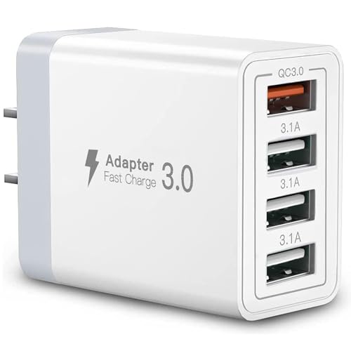 USB Charger, 4 Port USBA Wall Charging Block, Fast Charge QC 3.0 Plug Adapter Compatible with iPhone 12/13/14/15/XS/XS Max/XR/X, LG, Google Pixel and More - color: 1 Pack-4-USB-A