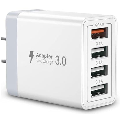 USB Charger, 4 Port USBA Wall Charging Block, Fast Charge QC 3.0 Plug Adapter Compatible with iPhone 12/13/14/15/XS/XS Max/XR/X, LG, Google Pixel and More - color: 1 Pack-4-USB-A