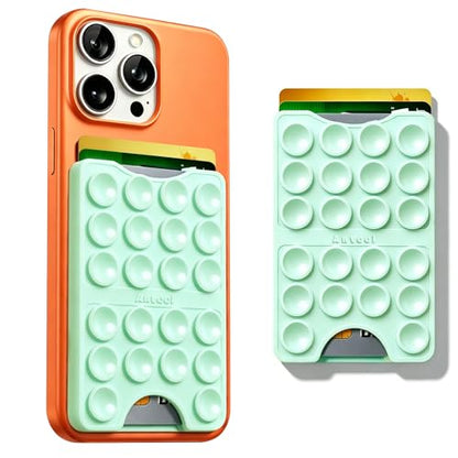 Anteel Silicone Suction Cup Phone Wallet Holder, Sticky Phone Grip with Higher Suction Power for Smartphones, Hands-Free Phone Card Holder for Selfies and Videos, 2.28"x3.54" (Cyan) - color: Cyan