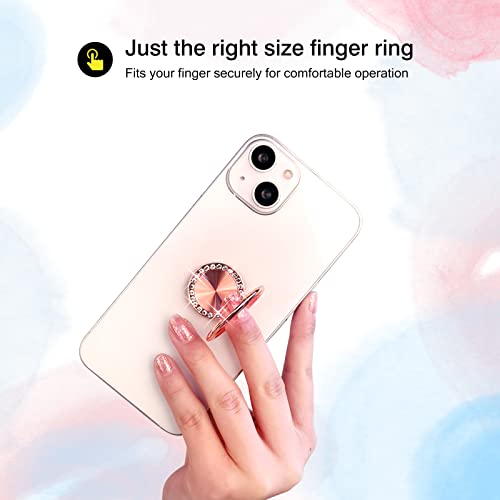 [2 Pack] Concentric Circular Texture Diamond Setting Cell Phone Ring Holder Stand, 360 Degree Rotation and 180 DegreeAdjustable Finger Ring Kickstand with Polished Metal Phone Grip (Dark Green)