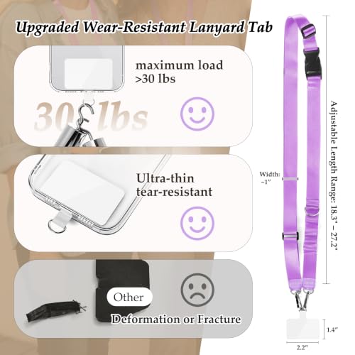 Multifunctional Phone Lanyard Adjustable Anti-Theft Crossbody Phone Strap - color: Purple