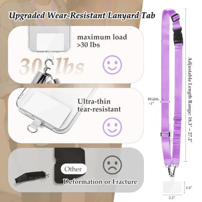 Multifunctional Phone Lanyard Adjustable Anti-Theft Crossbody Phone Strap - color: Purple