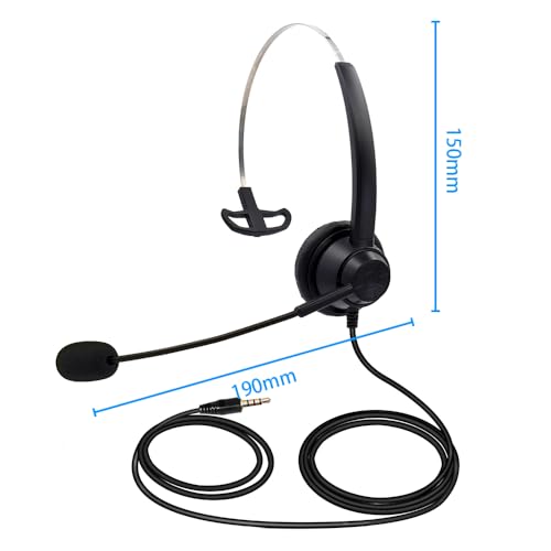 Wired Computer Headset with Microphone, Single Sided Headphone, Wired Headset with Boom Microphone Suitable for Telephone Operator Computer