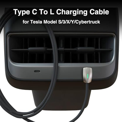 USB C to Lightning Charging Cable fit for 2026 Tesla Model 3/Y/X/S/Cybertruck 90° Right-Angle Charging Cable Compatible with iPhone 11/12/13/14 and Vehicles Dock (C to L) - style: USB C to Lightning Charging Cable