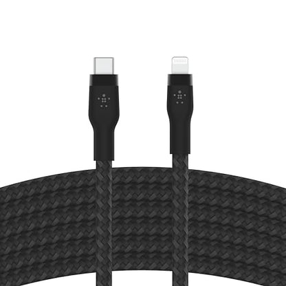 Belkin USB C to Lightning Braided Cable 6.6ft Fast iPhone Charger Cord - color: Black, style: 6.6 ft