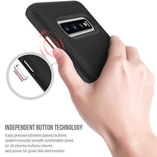 KIOMY Case for Samsung Galaxy S10, Shockproof Bumper Protective Cover Hybrid Design Hard PC Back with Flexible TPU Inner 2 in 1 Dual Layers Design (Matte Black) - color: Black