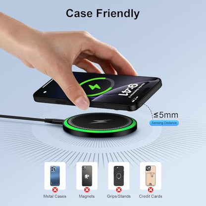 for Samsung Wireless Charger Pad for Galaxy S25 FE S25 Ultra S24FE S24 S23 S22 S21 Z Fold/Flip 7, 15W Fast Wireless Charging Station with 18W Adapter for iPhone 17 16 15 14 13,Google Pixel 10 9 Pro XL