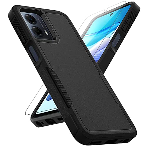for Moto G 5G 2023 / Moto G Power 5G 2023 Case: Dual Layer Protective Heavy Duty Cell Phone Cover Shockproof Rugged with Screen Protector - Military Protection - Motorola Moto G 5G 2023, Black - color: Black (PC) + Black (TPU), size: Moto G 5G 2023 / Moto
