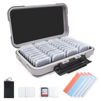 36-Slot SD Card Case with Clear Cases, Light Gray Organizer - color: Light Gray
