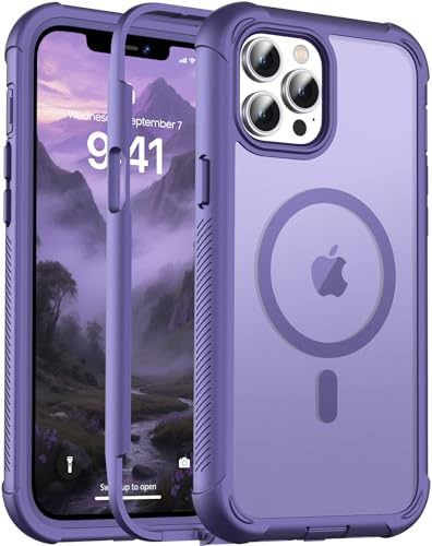 Magnetic for iPhone 12 Pro Max Case Heavy Duty Protection Dark Purple | Compatible with MagSafe,Military Grade Drop Protection,Translucent Matte,Non-Slip,Shockproof 2-Layer Durable Bumper Case - color: Dark Purple, size: iPhone 12 Pro Max