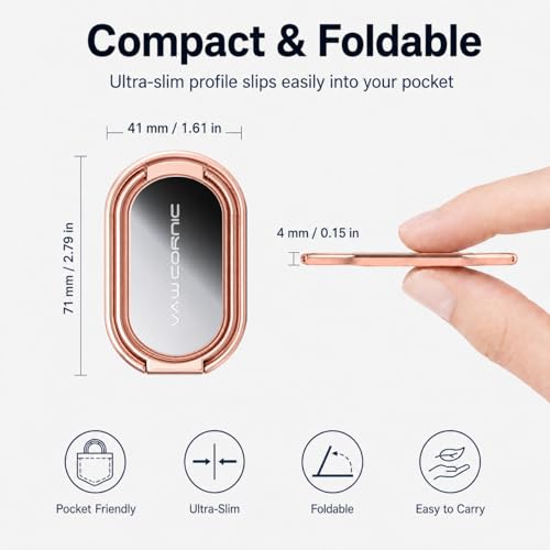 VAWcornic Phone Ring Holder Finger Kickstand, 540° Dual Direction Rotating Phone Grip for iPhone, Samsung, Huawei Smartphone, Tablet, Kindle, Switch Lite Compatible with Magnetic Car Mount