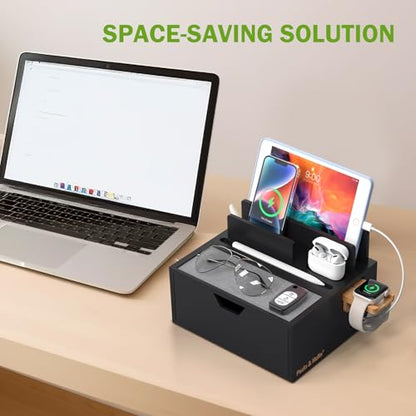 Pezin & Hulin Charging Station Dock with Charger HUB and Cables-Black - color: Black(With Charger)