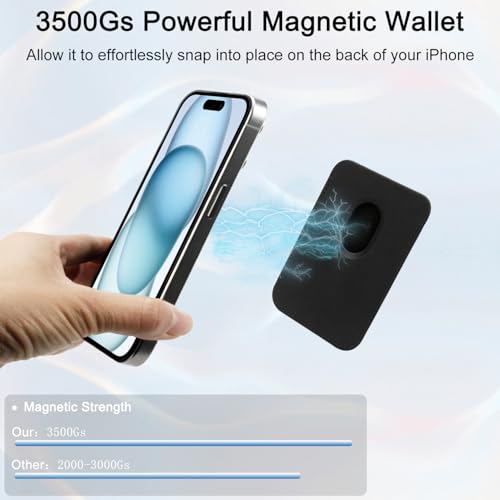 uCOLOR Upgraded Magnetic Cell Phone Wallet Card Holder-Compatible with MagSafe for iPhone 17/16/ 15/14/13/12 Series, Leather Magsafe Wallet for Back of Phone (Ferns) - color: Ferns