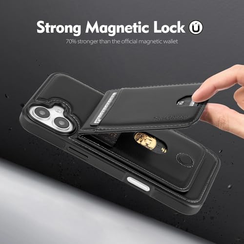 Shieldtop Compatible with MagSafe iPhone 16 Wallet Case,Black | 2 in 1 Detachable Magnetic,Credit Card Holder Slots,RFID Blocking,PU Leather,Kickstand,Flip Folio Phone Cover for Men & Women - color: Black, size: iPhone 16 6.1"
