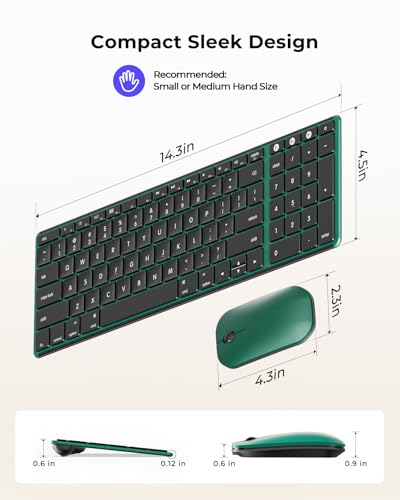 seenda SKM64-2 Bluetooth Keyboard and Mouse Combo for Mac, MacBook and iPad - color: Black & Green