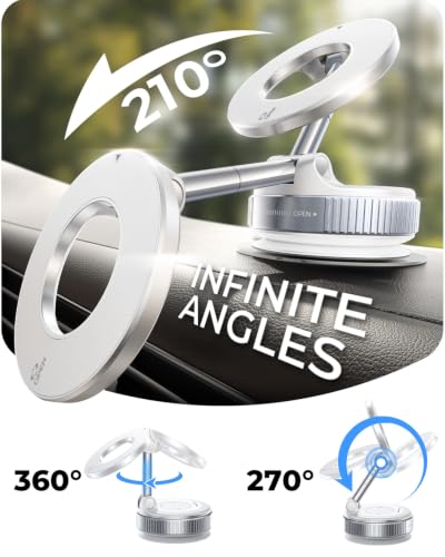 MRGLAS 2026 Upgraded for MagSafe Vacuum Car Phone Mount - color: White