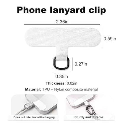 Phone Tether Tab, 4 Pack Universal Phone Lanyard Patch Non-Adhesive Insert with Metal Clip for Phone Case, iPhone - color: White