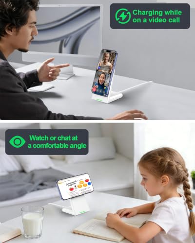 NANAMI 25W Wireless Charger Stand for iPhone 18/17/16 with Auto-Dimming LED - color: White