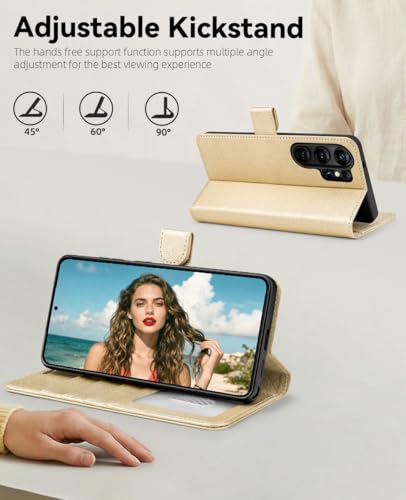 OCASE for Samsung Galaxy S26 Ultra Wallet Case, Card Holder, Gold | RFID Blocking, Kickstand, Magnetic Closure, PU Leather Flip Folio, Shockproof TPU Shell, Protective Phone Cover (6.9") 2026 - color: Gold, size: Samsung Galaxy S26 Ultra
