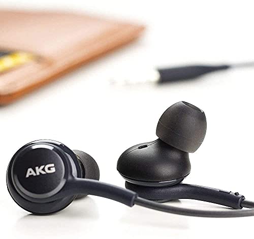 Samsung AKG Wired Earbuds Original 3.5mm in-Ear Earbud Headphones with Remote & Microphone for Music, Phone Calls, Work - Noise Isolating Deep Bass, Includes Velvet Carrying Pouch - Black