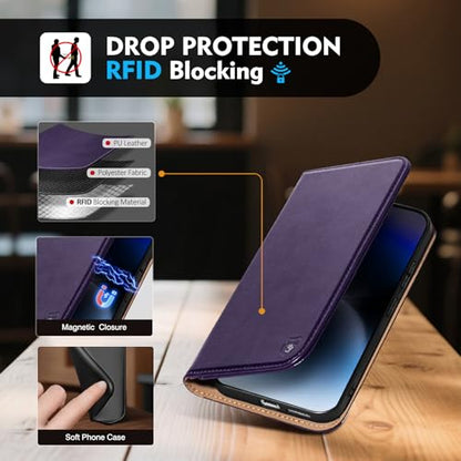 Compatible with Samsung Galaxy S25 FE Case Wallet with Card Holder [4 Card Slots] Kickstand [RFID Blocking] PU Leather Phone Case Flip Folio Protective Cover TPU Shockproof,Purple - color: Purple, size: Samsung Galaxy S25 FE