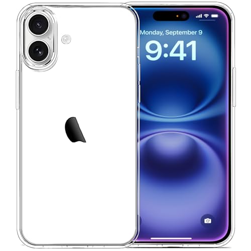 JJGoo Compatible with iPhone 16 Case Clear, Soft Transparent TPU Cover, Slim Thin Shockproof Phone Case for iPhone 16 6.1-Inch, Clear - color: Clear, size: for iPhone 16