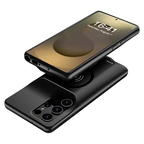 Battery Case for Galaxy S25 Ultra, 12000mAh High Capacity Portable Rechargeable Protective Case Support Wireless Charging Compatible with Galaxy S25 Ultra(6.9inch) Extended Battery Charger Cover-Black - size: Galaxy S25 Ultra