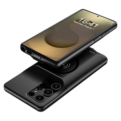 Battery Case for Galaxy S25 Ultra, 12000mAh High Capacity Portable Rechargeable Protective Case Support Wireless Charging Compatible with Galaxy S25 Ultra(6.9inch) Extended Battery Charger Cover-Black - size: Galaxy S25 Ultra