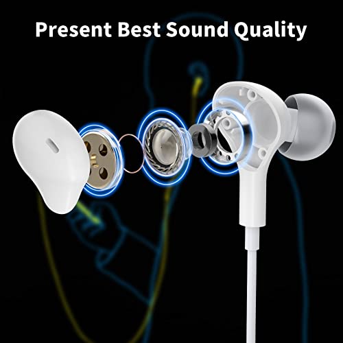 APETOO Wired Earbuds in-Ear Headphones 3.5mm Jack for Laptop/School White - color: White