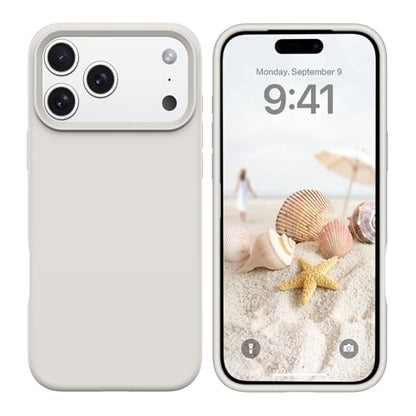 GUAGUA Compatible with iPhone 17 Pro Max Case 6.9 Inch Liquid Silicone Soft Gel Rubber Slim Thin Microfiber Lining Cushion Texture Cover Shockproof Protective Phone Case for iPhone 17 Pro Max, Stone - color: Stone, size: iPhone 17 Pro Max