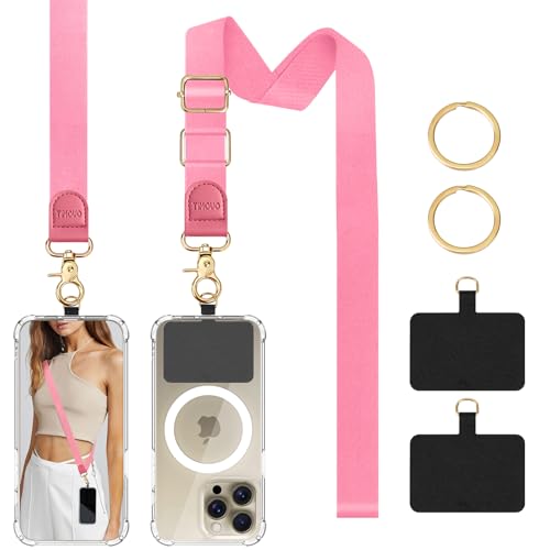 TiMOVO Phone Lanyard Crossbody Wrist Strap, Adjustable Anti-Theft Strap for Smartphone Case - color: Pink