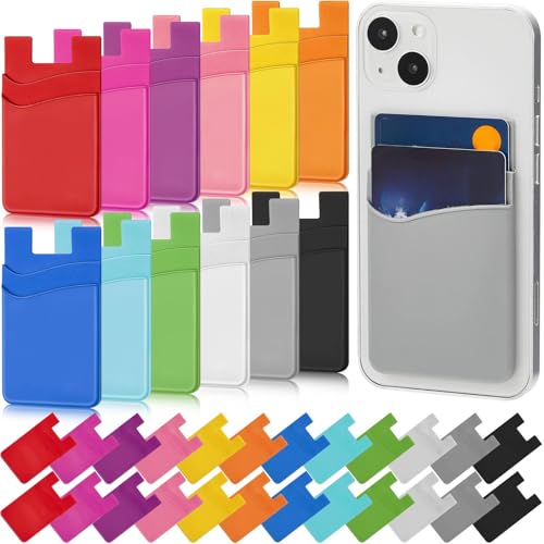 Fulmoon 36 Pack Phone Wallet Stick on, Phone Card Holder, Bright Colors