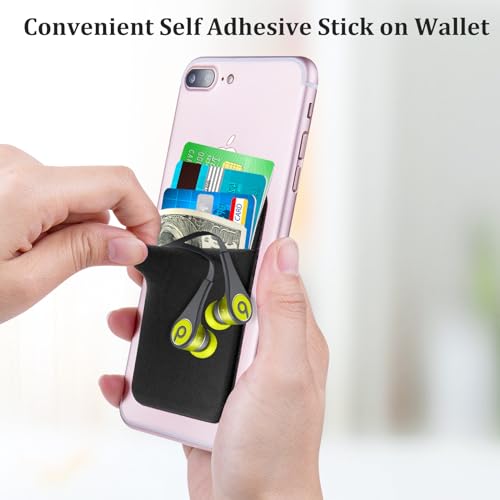 Costyle 4 Pack Slim Adhesive Cell Phone Card Holder Pocket Back of Phone - color: Black,Black,Black,Black