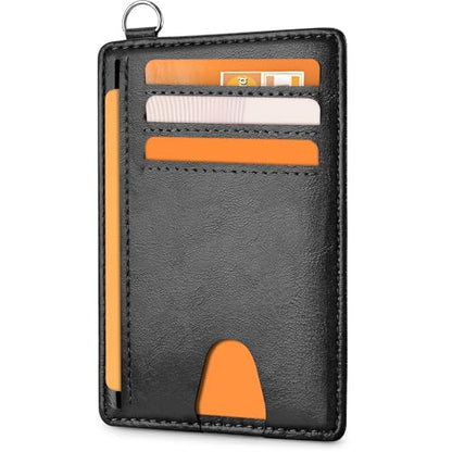 Mayski Slim Wallet, Credit Card Holder for Women, Minimalist Front Pocket RFID Blocking Card Cases, Small Wallet Women Men(Oiled Wax Black) - color: Oiled Wax Black
