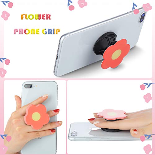 6 Pcs Phone Grip Holder Daisy Cute Flower Collapsible Finger Phone Expand Stand Multi Functional Foldable Holder for for Smartphone Cellphone Tablet Accessory, 6 Colors