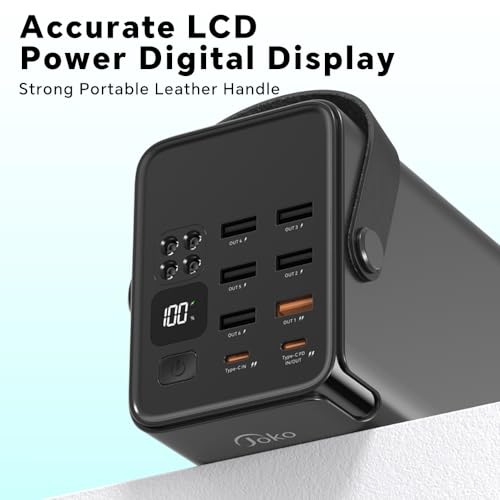 JOKO 70000mAh Power Bank High Capacity 20W PD 3.0 Fast Charging 22.5W Max Large Power Bank,7 Outputs 2 Inputs,LED Display,USB-C Battery Packs for iPhone, Samsung, Outdoors，Camping