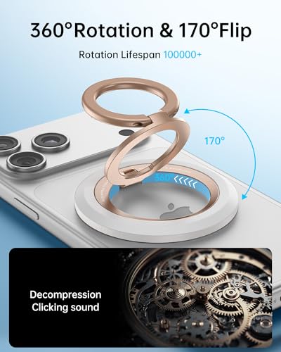 SYNCWIRE Magnetic Phone Ring Holder, for MagSafe Phone Grip Stand Kickstand - color: Pearl Gold