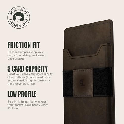 Groove Life Groove Wallet Go, Brown Leather Attachment Card Holder for Men - color: Brown
