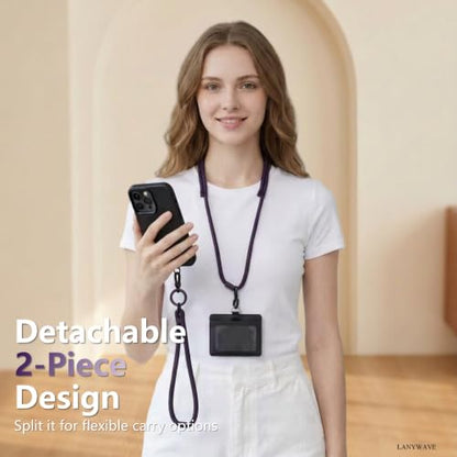 4-in-1 Phone Lanyard, Crossbody, Neck, Wrist & Finger Strap - color: Deep Purple