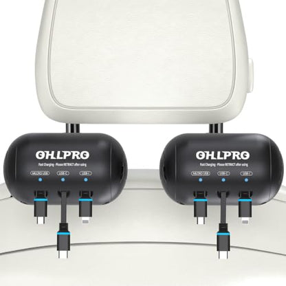OHLPRO Multi Car Retractable Backseat 3 in 1 Car Charging Station, 2 Pack - size: 2 Pack | 3-IN-1 Charging Station