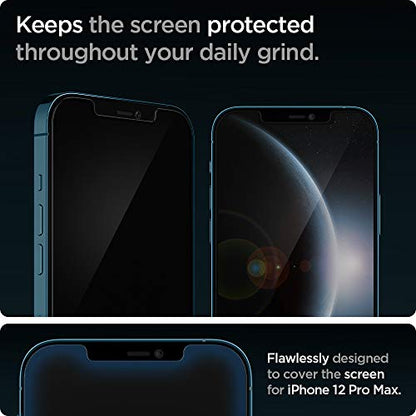 Spigen GlasTR EZ FIT Screen Protector for iPhone 12 Pro Max (6.7 inch) | Tempered glass, including installation kit, crystal clear, scratch-resistant, case-friendly, 9H hardness film - size: iPhone 12 Pro Max