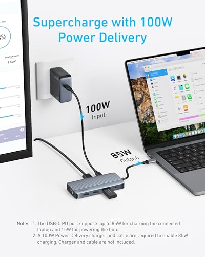 Anker USB-C Hub, 8-in-1 Multiport Ethernet Adapter with 4K@60Hz HDMI Port - style: 8-in-1 【2 HDMI+1 VGA】