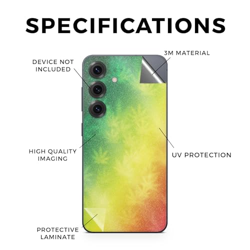 Glossy Glitter Phone Skin Compatible with Samsung Galaxy S25 - Rasta Rainbow - Premium 3M Vinyl Protective Wrap Decal Cover - Easy to Apply | Crafted in The USA by MightySkins - color: Rasta Rainbow, size: Galaxy S25 (Full Wrap), style: Glossy Glitter Fin
