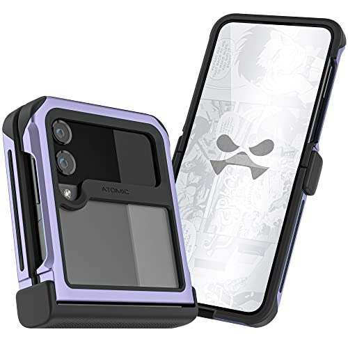 Ghostek Atomic Slim Galaxy Z Flip 4 Case - Clear Back with Purple Aluminum Bumper, Shockproof & Dual-Layer Protective Phone Case, Limited Edition Color for 2022 Samsung Z Flip 4 Case (6.7") (Purple) - color: Purple [Limited], size: Galaxy Z Flip 4