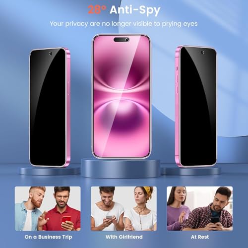 Fotbor 2 Pack Compatible for iPhone 15/iPhone 16 Privacy Screen Protector, Anti Spy Private Case Friendly Anti-Scratch 9H Hardness Tempered Glass - size: iPhone 15/16 - 6.7 inch