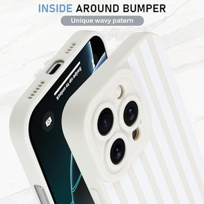 KANGHAR Compatible with iPhone 16 Pro Case Stripes -White | Silicone Cute Pattern, Camera Protection Soft Slim Phone Case for Phone Case - color: Stripes-White, size: iPhone 16 Pro