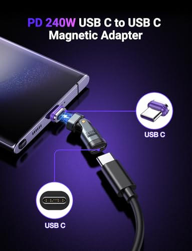AUFU PD 240W 16PIN USB C Magnetic Adapter, Black, 2Pack