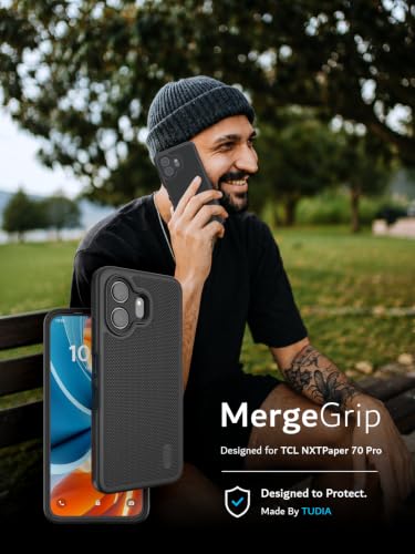 TUDIA MergeGrip Magsafe Compatible for TCL NXTPAPER 70 Pro Case Matte Black | Military Grade Drop Tested Dual-Layer Protection - Matte Black - color: Matte Black