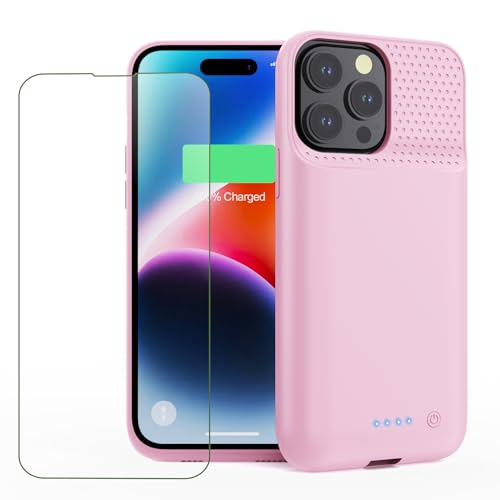 Feob Battery Case for iPhone 14 Pro Max,[2026 Upgraded] 8600mAh Ultra-Slim Portable Extended Charger Case Cover for iPhone 13 Pro Max Charging Case (6.7 Inch)-Pink - color: Pink